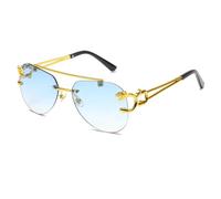 MUTYNE Randlose Sonnenbrille, modisches Metallgestell, Damen und Herren, große runde Gläser mit Farbverlauf, ideal für Reisen (3)