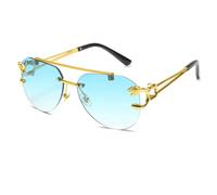 MUTYNE Randlose Sonnenbrille, modisches Metallgestell, Damen und Herren, große runde Gläser mit Farbverlauf, ideal für Reisen (5)