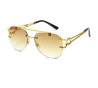 MUTYNE Randlose Sonnenbrille, modisches Metallgestell, Damen und Herren, große runde Gläser mit Farbverlauf, ideal für Reisen (7)