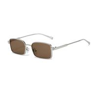 MUTYNE Rechteckige Metall-Sonnenbrille für Damen, modische Farbverlaufs-Sonnenbrille, UV400, Herren-Punk-Sonnenbrille (Silber-Tee)