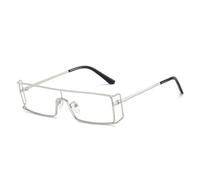 MUTYNE Rechteckige Sonnenbrille für Damen, Streetfotografie, Metallbrille im Punk-Stil (silber transparent)