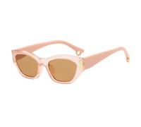 MUTYNE Retro Cat Eye Nieten Damen Sonnenbrille Mode Kleiner Rahmen Herren Luxus Reise Sonnenbrille UV400 (Pink Tea)