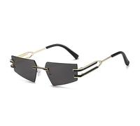 MUTYNE Retro Cat Eye Randlose Sonnenbrille Damenmode Clear Ocean Gradient Lens Brillen Herren Trendige Sonnenbrille Shades UV400, Goldgrau, Einheitsgröße