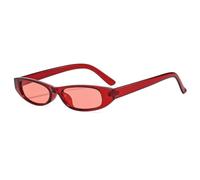 MUTYNE Retro Cat Eye Sonnenbrille Herrenmode Kleine Schmale Sonnenbrille Damen Outdoor Luxus Shades UV400 (C8 Rot)