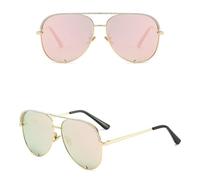 MUTYNE Retro Doppelte Brücken Strass Sonnenbrille Frauen Großen Rahmen Gradienten Brillen Luxus Sonnenbrille Männer Brillen, Gold Rosa, Einheitsgröße
