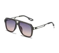 MUTYNE Retro Double Bridges Quadratische Sonnenbrille Damen Mode Farbverlauf Shades UV400 Herren Trendige Sonnenbrille,Grau grau rosa,Einheitsgröße