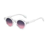 MUTYNE Retro Kleine Runde Punk Herren Sonnenbrille Damen Sonnenbrille Mode Farbverlauf UV400 (Klar Grau Pink)