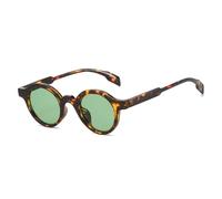 MUTYNE Retro Kleine Runde Punk Herren Sonnenbrille Damen Sonnenbrille Mode Farbverlauf UV400 (Leopardengrün)