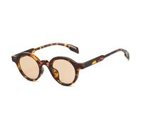 MUTYNE Retro Kleine Runde Punk Herren Sonnenbrille Damen Sonnenbrille Mode Farbverlauf UV400 (Leopard Champagner)