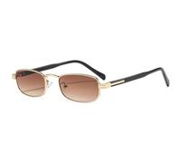 MUTYNE Retro-Luxus-Damenbrille, kleiner Rahmen, rechteckig, aus Aluminium, Sonnenschutz UV400, Sonnenbrille für Herren, Freizeit, Urlaub (C8Gold Tea)