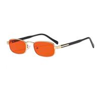 MUTYNE Retro-Luxus-Damenbrille, kleiner Rahmen, rechteckig, aus Aluminiumlegierung, Sonnenschutz UV400, Sonnenbrille für Herren, Freizeit, Urlaub (C5Goldrot)