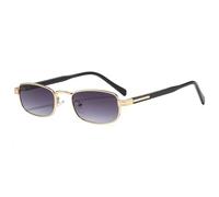 MUTYNE Retro-Luxus-Damenbrille, kleiner Rahmen, rechteckig, aus Aluminiumlegierung, Sonnenschutz UV400, Sonnenbrille für Herren, Freizeit, Urlaub (C7Gold Doppelgrau)