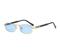 MUTYNE Retro-Luxus-Damenbrille, kleiner Rahmen, rechteckig, aus Aluminiumlegierung, Sonnenschutz UV400, Sonnenbrille für Herren, Freizeit, Urlaub (C6Goldblau)