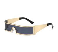 MUTYNE Retro Metall Einteiler Herren Punk Sonnenbrille Mode Outdoor Damen Shades UV400 (Goldgrau)