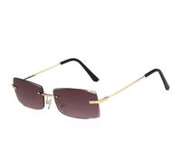 MUTYNE Retro Metall Kleine Quadratische Randlose Damen Sonnenbrille Luxus Herren Sonnenbrille Outdoor Reise Autofahren Brille UV400 (Gold Kaffee)