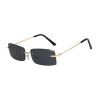 MUTYNE Retro Metall Kleine Quadratische Randlose Damen Sonnenbrille Luxus Herren Sonnenbrille Outdoor Reise Autofahren Brille UV400 (Gold Grau)