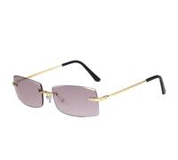 MUTYNE Retro Metall Kleine Quadratische Randlose Damen Sonnenbrille Luxus Herren Sonnenbrille Outdoor Reise Autofahren Brille UV400 (Gold Farbverlauf Grau)