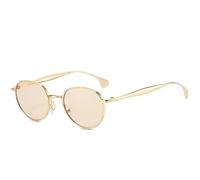 MUTYNE Retro Metall Kleiner Runder Rahmen Damen Sonnenbrille Trend Luxus Klassisch Herren Outdoor Autofahren UV400 (Gold Tee)