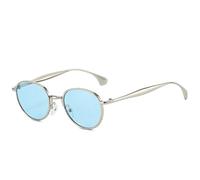 MUTYNE Retro Metall Kleiner Runder Rahmen Damen Sonnenbrille Trend Luxus Klassisch Herren Outdoor Fahren UV400 (Silberblau)