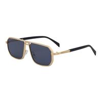 MUTYNE Retro Metall Quadratisch Ausgehöhlt Damen Sonnenbrille Mode Herren Klassisch Autofahren Reisen Angeln UV400 (Gold Grau)