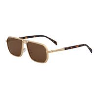 MUTYNE Retro Metall Quadratisch Ausgehöhlt Damen Sonnenbrille Mode Herren Klassisch Autofahren Reisen Angeln UV400 (Goldbraun)
