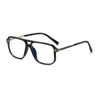 MUTYNE Retro Quadratische Doppelsteg-Brillenfassung Damen Klare Brille Federscharnier Herren Brillenfassung,Glänzend Schwarz