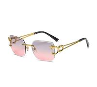 MUTYNE Retro Randlose Sonnenbrille Männer Frauen Rahmenlose Quadratische Sonnenbrille Vintage Steampunk Brillen, C04 Gold Grau Rosa, Einheitsgröße