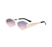 MUTYNE Retro Randlose Sonnenschutzbrille Mode Dicker Rand UV-beständige Sonnenbrille Unregelmäßiger Metallrahmen (Grau Pink)