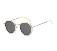 MUTYNE Retro Runde Metall Damen Sonnenbrille Herren Shades Fashion Outdoor Reisebrille UV400 (Beige Grau)