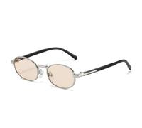 MUTYNE Retro-Sonnenbrille aus Metall, klein, oval, Damen, UV400, modischer Farbverlauf, Herren, Punk (Silber-Champagner)