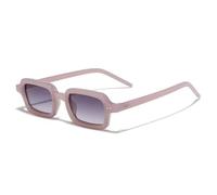 MUTYNE Retro-Sonnenbrille, klein, rechteckig, Jelly-Farbe, Damen, UV400, modische Nieten, Herren, Punk-Farbverlauf (Rosa-Grau)