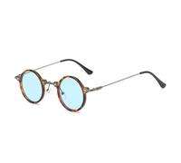 MUTYNE Retro Steampunk Kleine Runde Männer Hip Hop Sonnenbrille Mode Frauen Clear Ocean Lens Shades UV400 Weibliche Brillengestell, Leopardenblau, Einheitsgröße