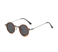 MUTYNE Retro Steampunk Kleine Runde Männer Hip Hop Sonnenbrille Mode Frauen Clear Ocean Lens Shades UV400 Weibliche Brillengestell, Leopardengrau, Einheitsgröße