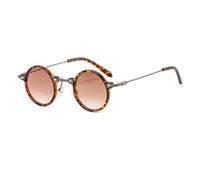 MUTYNE Retro-Steampunk-Sonnenbrille für Herren und Damen, kleine runde Brille, Farbverlauf, UV400-Linse, Vintage-Sonnenbrille, Meeresfarbe, Leo-Braun, Einheitsgröße