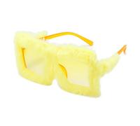 MUTYNE Retro übergroße quadratische Damen-Sonnenbrille, modische Süßigkeiten-Farbtöne, UV400, Herren, weiche Plüsch-Dekoration, trendige Sonnenbrille, Gelb, Orange, Gelb, Einheitsgröße