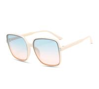 MUTYNE Retro Übergroße Sonnenbrille mit quadratischem Rahmen für Damen und Herren, modisch, luxuriös, fürs Autofahren im Freien, Sommer, Reisen, Sonnenbrille, UV400 (Beige, Blau, Pink)