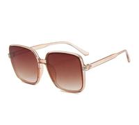 MUTYNE Retro Übergroße Sonnenbrille mit quadratischem Rahmen für Damen und Herren, modisch, luxuriös, fürs Autofahren im Freien, Sommer, Reisen, Sonnenbrille, UV400 (Teebraun)