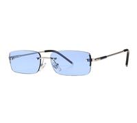 Schmale rechteckige Sonnenbrille für Herren, randlos, Metall, kleine Retro-Sonnenbrille für Herren, UV400, Gold, Blau, Grün, Silber mit Blau, Einheitsgröße