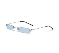MUTYNE Schmale Sonnenbrille für Herren, randlos, Sommer, Rot, Blau, Schwarz, rechteckige Sonnenbrille für Damen, kleines Gesicht, 5, Gold, Blau, Einheitsgröße