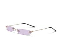 MUTYNE Schmale Sonnenbrille für Herren, randlos, Sommer, Rot, Blau, Schwarz, rechteckige Sonnenbrille für Damen, kleines Gesicht, 4, Gold, Lila, Einheitsgröße