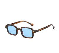 MUTYNE Sonnenbrille im Leopardenmuster, Blau, für Damen, modisch, kleine quadratische Nieten, Dekoration für Damen, trendige Reise-Sonnenbrille, Leopardenmuster, Einheitsgröße