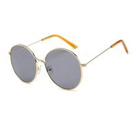 MUTYNE Sonnenbrille mit rundem Metallrahmen, Damen und Herren, trendig, für Outdoor-Aktivitäten im Sommer, Reisen, UV400 (Goldgrau)