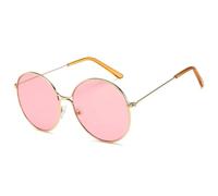 MUTYNE Sonnenbrille mit rundem Metallrahmen für Damen und Herren, trendig, für Outdoor-Aktivitäten im Sommer, Reisen, UV400 (Gold Pink)