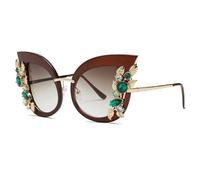 MUTYNE Steampunk-Sonnenbrille mit Diamanten, für Damen und Herren, luxuriöse Sonnenbrille mit Strasssteinen und Schmetterlingen, für Damen, Sonnenbrillen, Braun, Braun