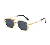 MUTYNE Steampunk-Sonnenbrille, quadratisch, Herren, Metallrahmen, modische Punk-Brille (goldgrau)