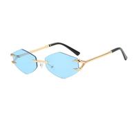 MUTYNE Sunglaseese Rahmenlose Brille für Damen, polygonale Sonnenbrille, lässig, Hip-Hop, trendige Outdoor-Brille, UV400, Blau, Einheitsgröße