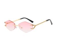MUTYNE Sunglaseese Rahmenlose Brille für Damen, polygonale Sonnenbrille, lässig, Hip-Hop, trendige Outdoor-Brille, UV400, Pink, Einheitsgröße