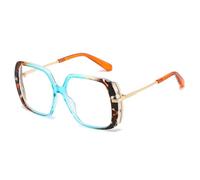 MUTYNE Übergroße Brillenfassung für Damen, quadratisch (Blau-Leopardenmuster)