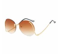 MUTYNE Übergroße randlose Sonnenbrille mit Metallbeinen für Damen, Retro, Luxus, Herren, Outdoor, Sommer, Reisen, UV400 (Farbverlauf Kaffee)