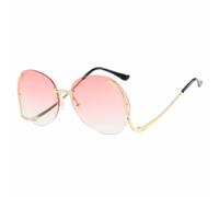 MUTYNE Übergroße randlose Sonnenbrille mit Metallbeinen für Damen, Retro, Luxus, Herren, Outdoor, Sommer, Reisen, UV400 (Farbverlauf Pink)